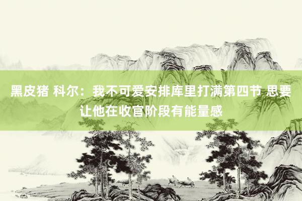 黑皮猪 科尔：我不可爱安排库里打满第四节 思要让他在收官阶段有能量感